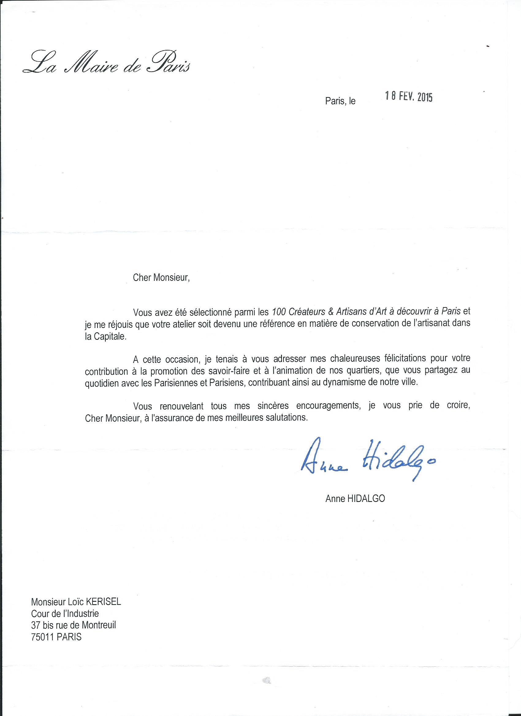 Lettre Anne Hidalgo